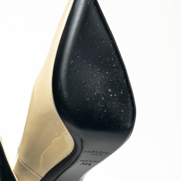 Saint Laurent Opyum Cream Patent YSL Cassandre Pointed-Toe Pumps - Picture 5 of 10